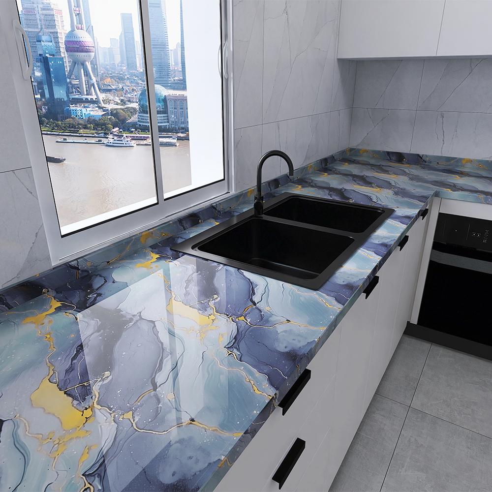 40cm Decorative Waterproof and Oil Proof Wall Wallpaper Marble Decorative Stickers Kitchen and Bathroom Wallpaper