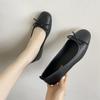 Women's Soft Leather Bowknot Ballet Flats – Comfortable, Lightweight, Four Seasons, with Small Square Toe and Soft Sole.