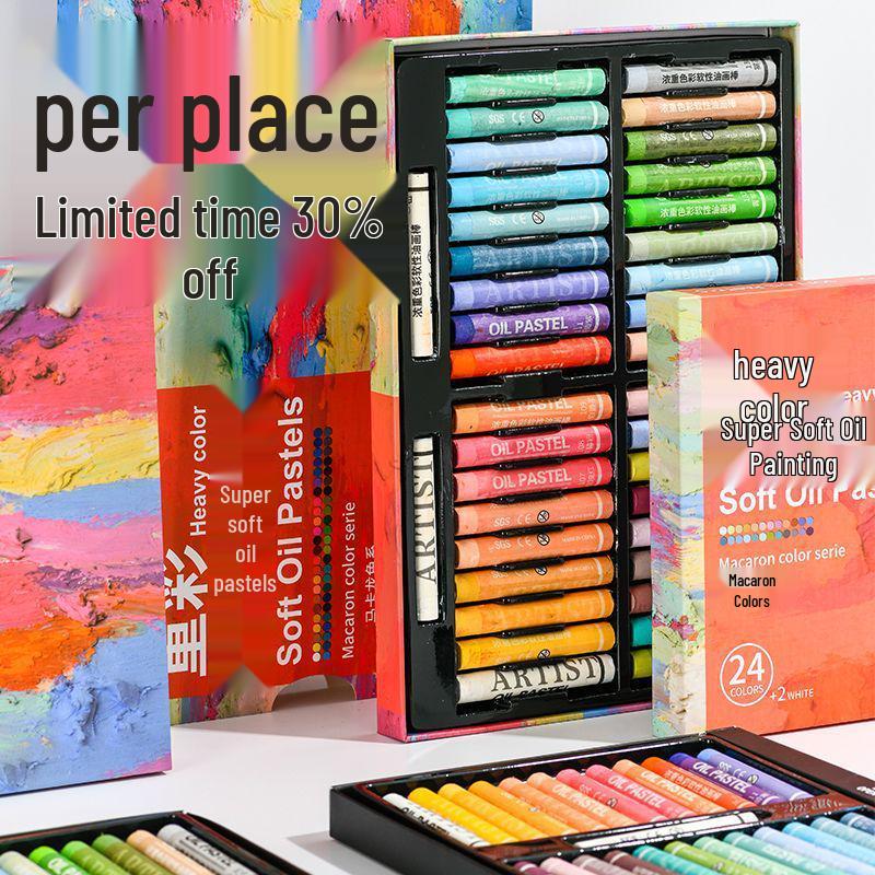 Super Soft Heavy Color Oil Pastel Set - Soft Crayons & Brushes for Oil Painting, Macaron Painting Tool Kit