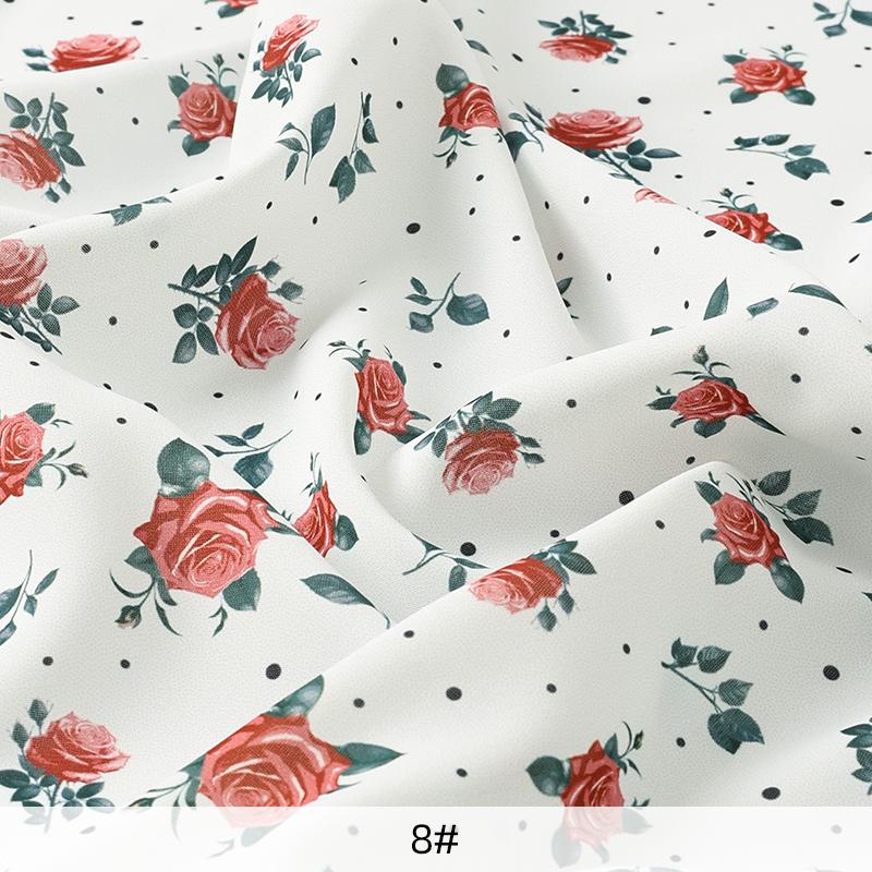0,5 m/1 m/2 m Mjuk Rosmönstrad Chiffongtyg för Sömnad av Sommarklänningar, Skjortor, Sängkläder, Handgjorda DIY-Klädtyger TJ22839