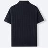 Men's Summer Casual Knit Jacquard Short Sleeve Cardigan Business Polo Shirt Button Front Lightweight Breathable Fabric