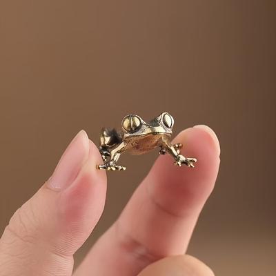 1 pz Figurina Rana in Ottone Vintage - Rospo Dorato Decorativo per Casa, Ufficio o Auto - Ideale per Cerimonia del Tè & Amanti degli Animali, Decorazione Animale da Tè