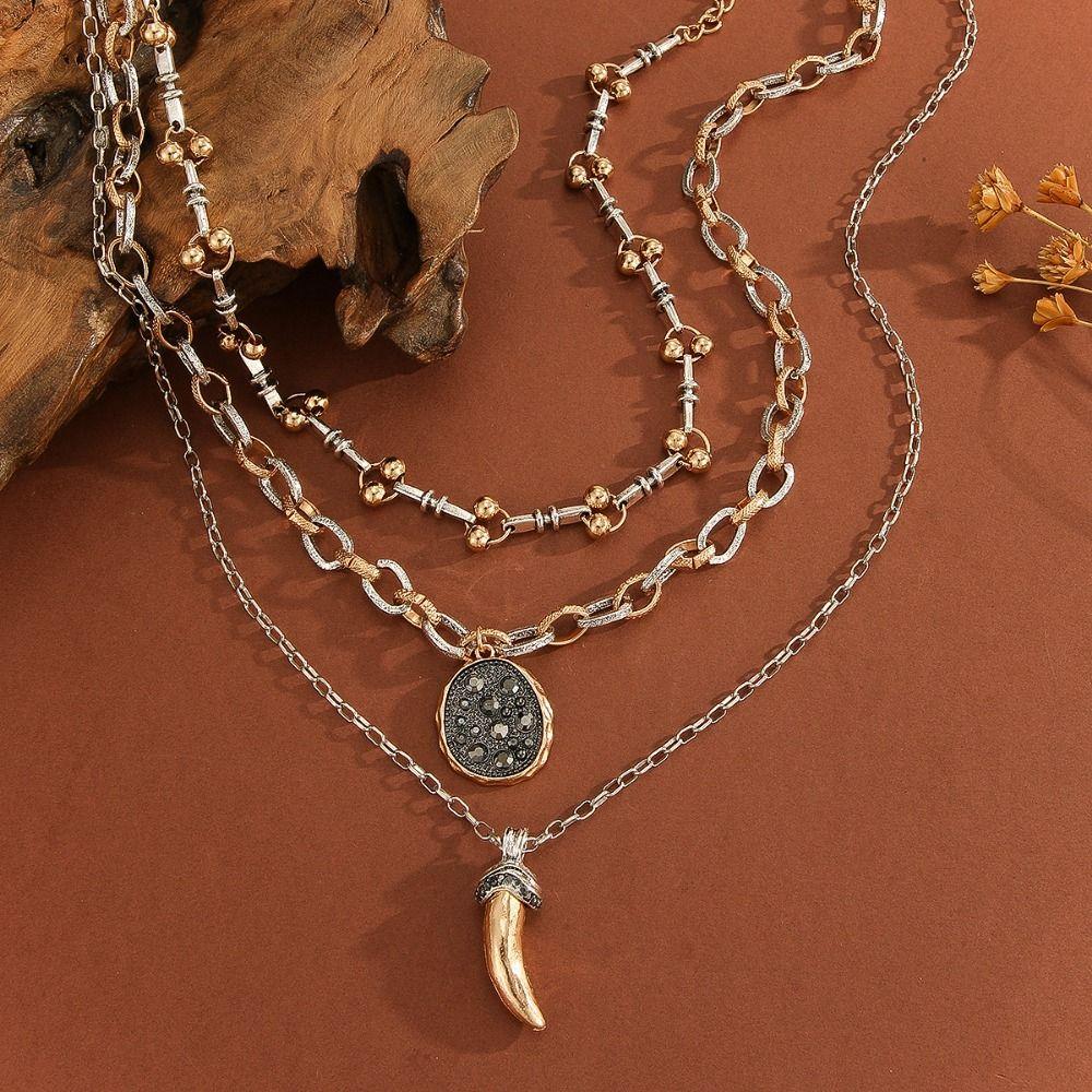 Advanced Sense Multilayer Necklace Exaggerated Sweater Chain Choker Clavicle Chain  Party