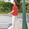 Yuzhaolin Women's Elegant Embroidered Short Sleeve Top