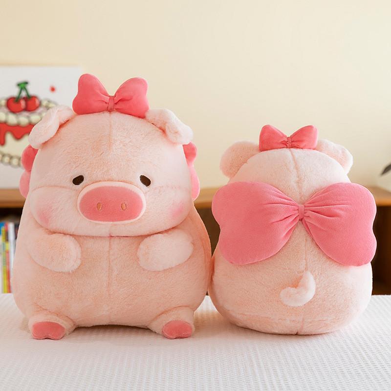 Plush Bowknot Pig Toy Cartoon Animal Stuffed Doll Decoration Kids Cute Gift