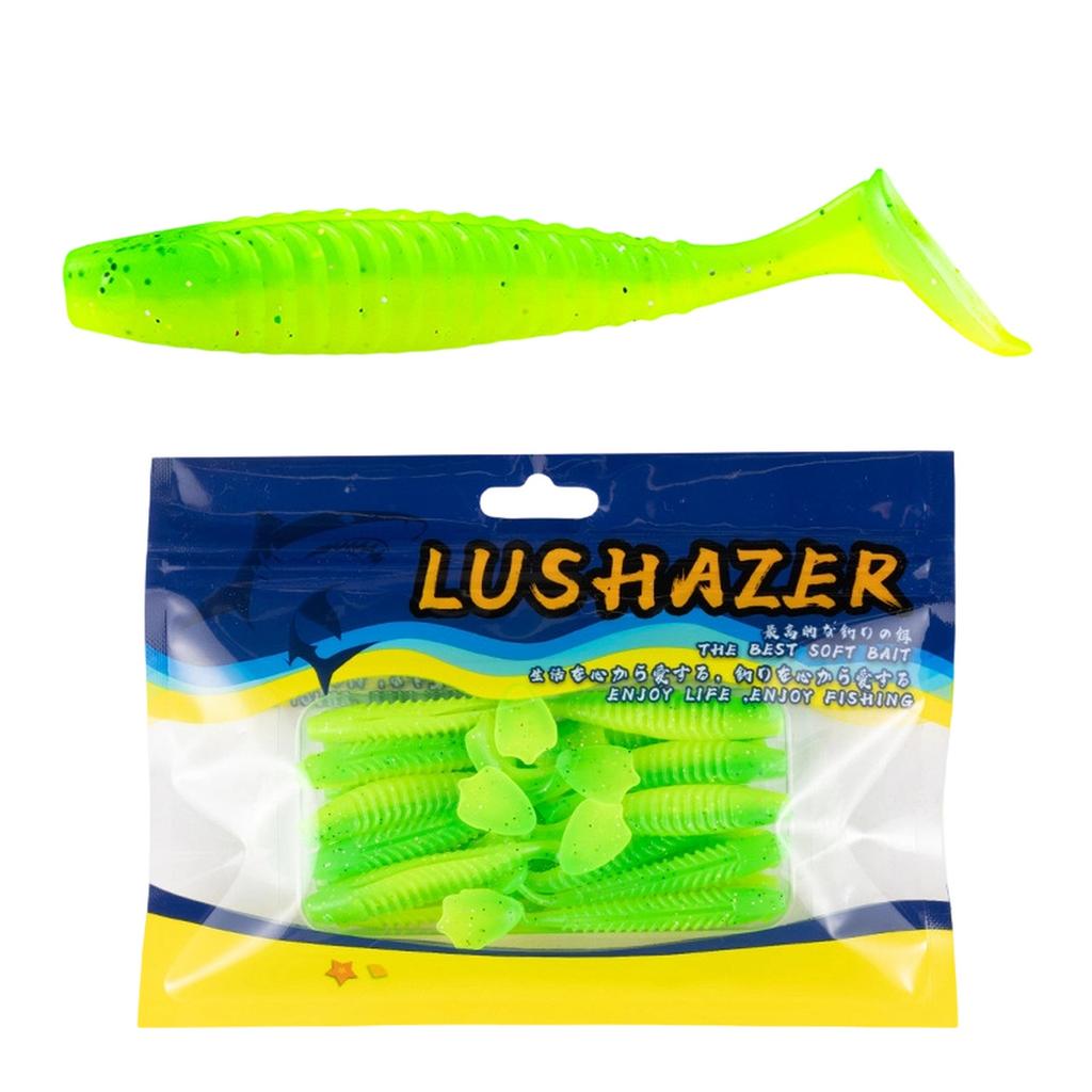 20 Pcs Floating Soft T-tail Threaded for Mandarin Fish Bass