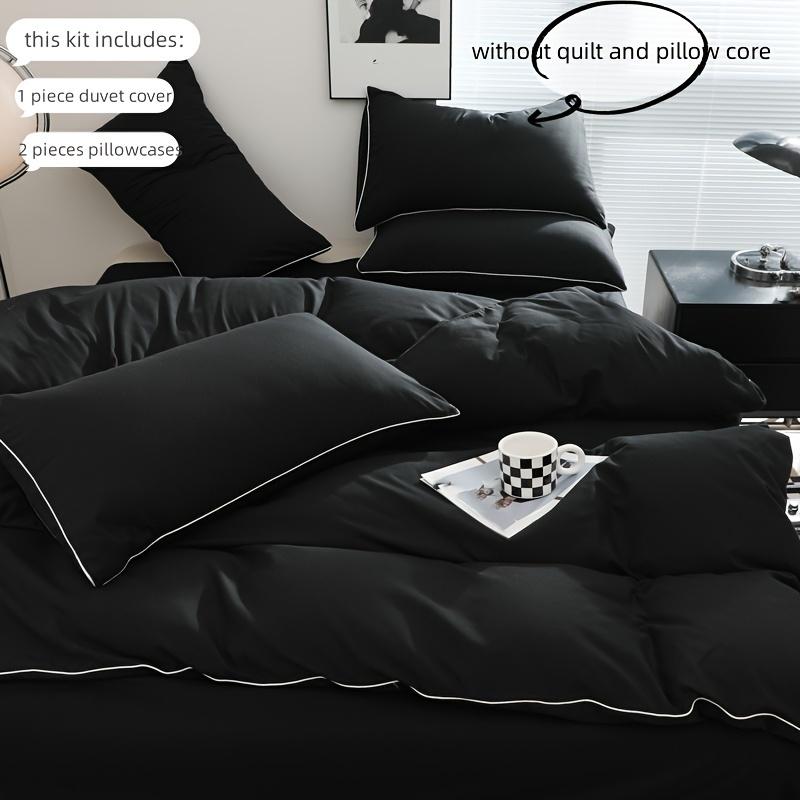 3pcs  soft Duvet Cover Set (1*Duvet Cover + 2*Pillowcase, Without Core), pure color Bedding Set, Soft Comfortable