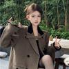 Autumn and Winter New Korean Design Retro Long Thickened Waist Slim Woolen Coat for Women