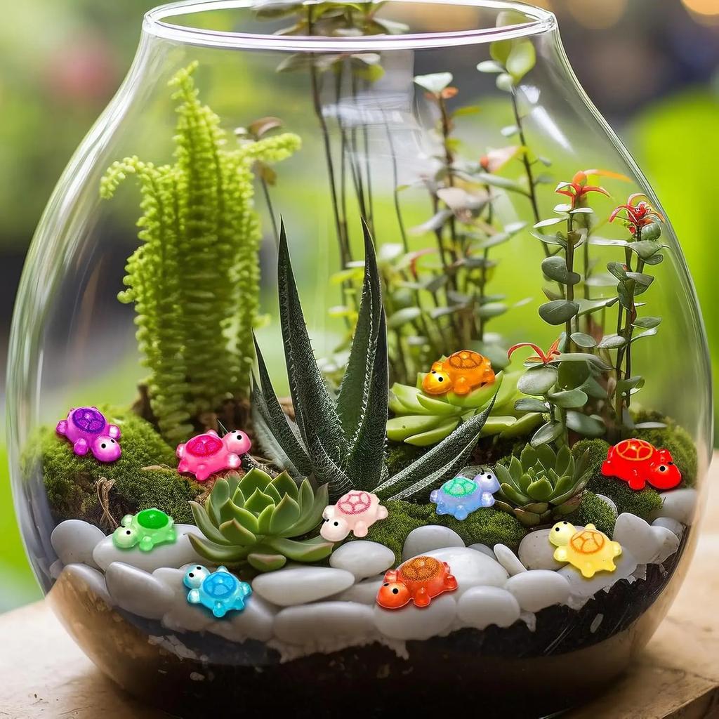 50-200 Stück Leuchtende Harz-Schildkrötenfiguren . Niedliche Miniaturfiguren für den Feengarten, Mikrolandschaften, Puppenhaus-Dekorationen, Bastelarbeiten