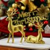 Elegant Reindeer Figurine Set – 2-Piece Christmas Tabletop Decoration, Standing & Lying Deer Statues, Gold/Silver/White/Black, Festive Home Ornament