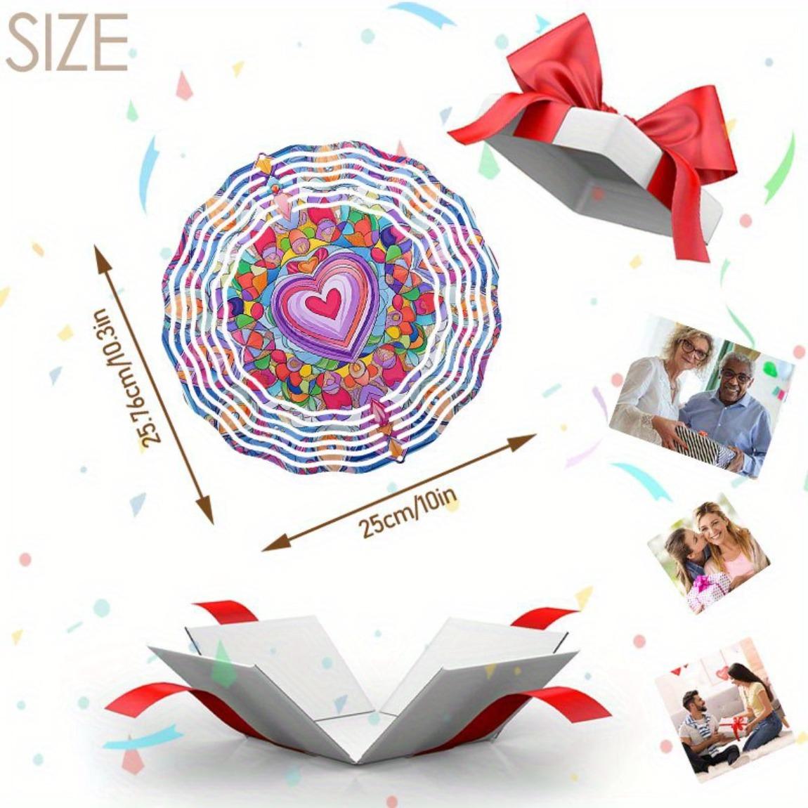 

Яркий разноцветный ветряной спиннер в форме сердца, металлический подвесной арт для декора сада и двора, красочное уличное украшение для патио с закручивающимися узорами