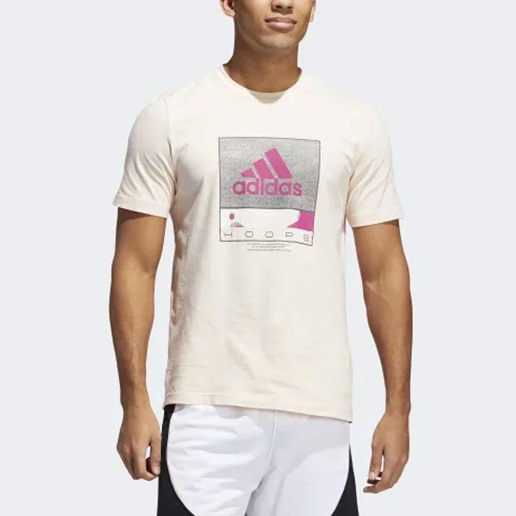 Adidas T Shirts Men's Light Pink Crew Neck Moderate Straight Fit GE4521