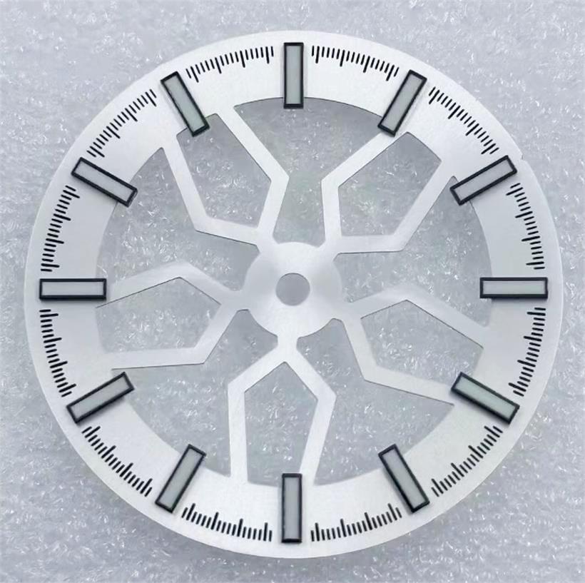 31.8MM Hollow Out Wheel Bone Green Luminous Dial Suitable For NH70 NH38 Mechanical Movement Watch Accessories