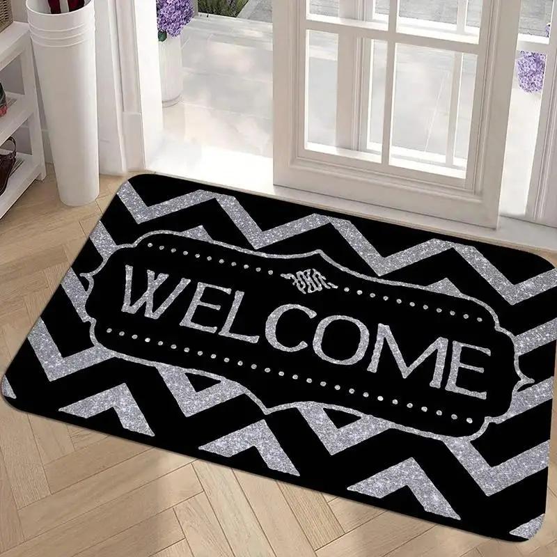 Fashionable Letter Print Mat Floor Decorative Carpet Non-slip Easy To Clean Area Rug Living Room Home Office Washable Doormats