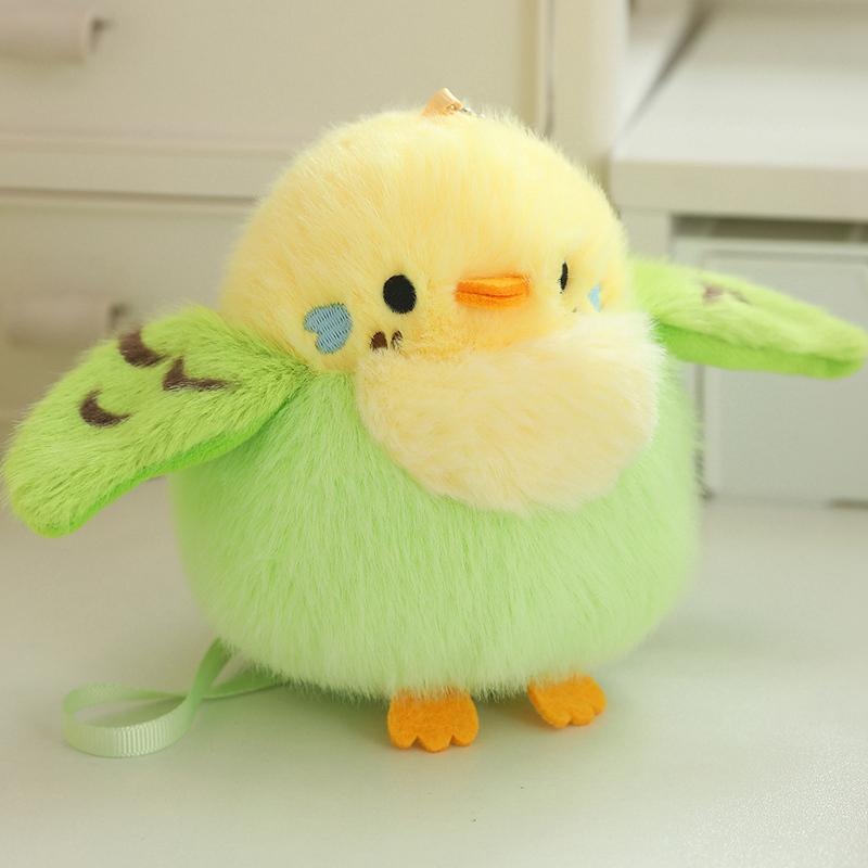 Cute Mini Standing Shoulder Pet Bird Plush Toy Fluffy Parrot Pigeon Stuffed Doll Pendant