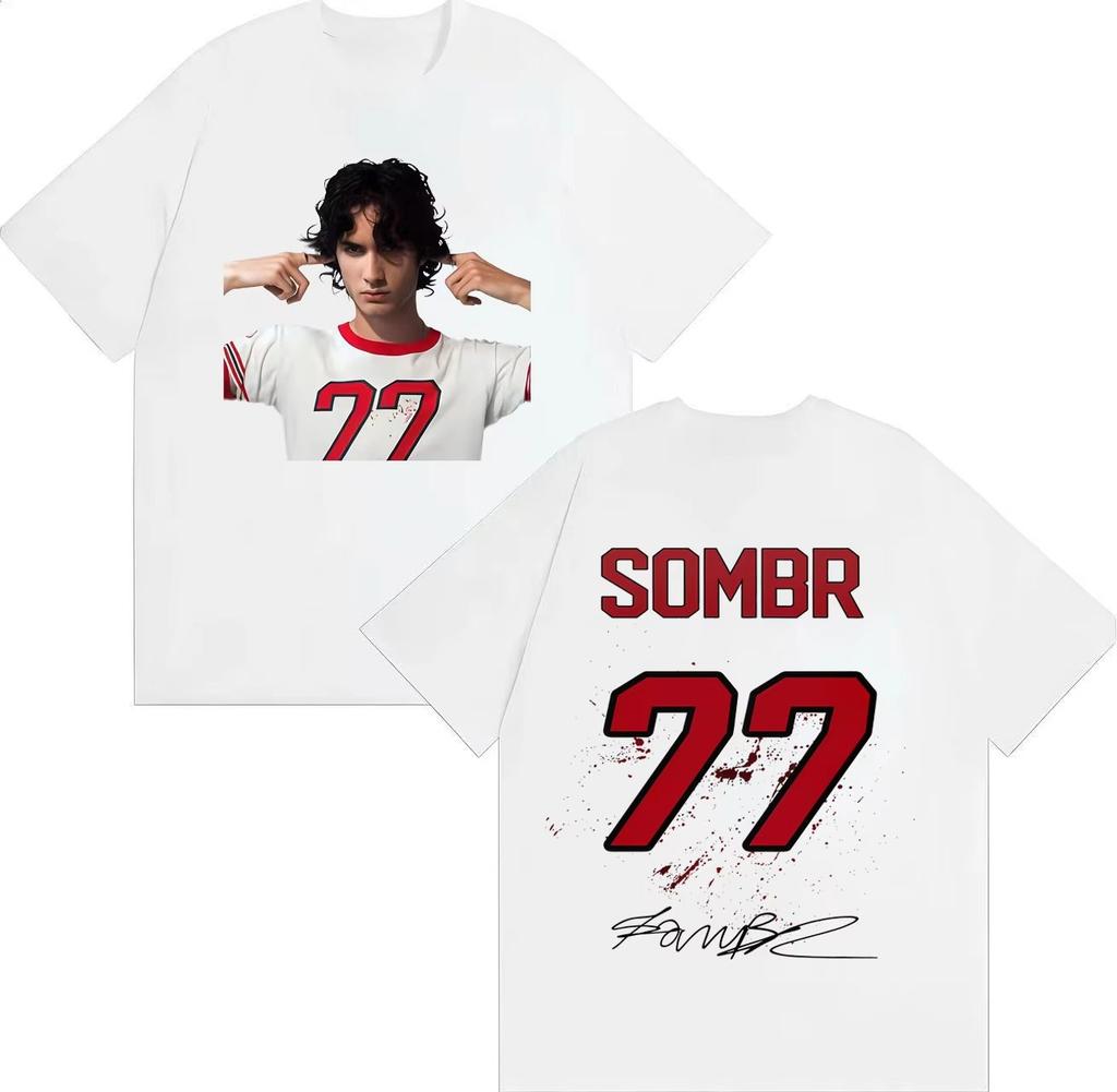 Sombr T-shirt Gotica Giovanile Romantica Estate 2026 Stampa Estiva Cotone Puro Top Casual Manica Corta