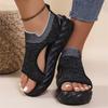 Fashion Casual Sandals for Women Women's Thick Soled Hollow Mesh Breathable Shoes Summer Heightening Wedge Strap Sandals