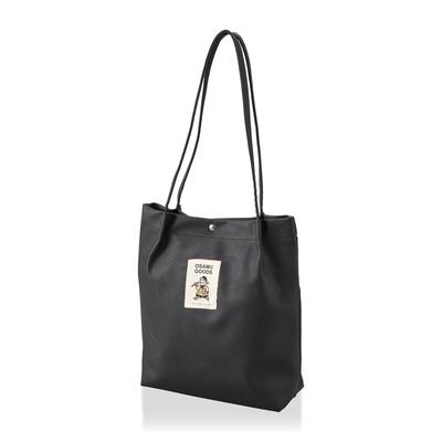 Synthetic Leather Handle Tuck Tote Bag Osamu Goods 6098 OG14. Black Jill