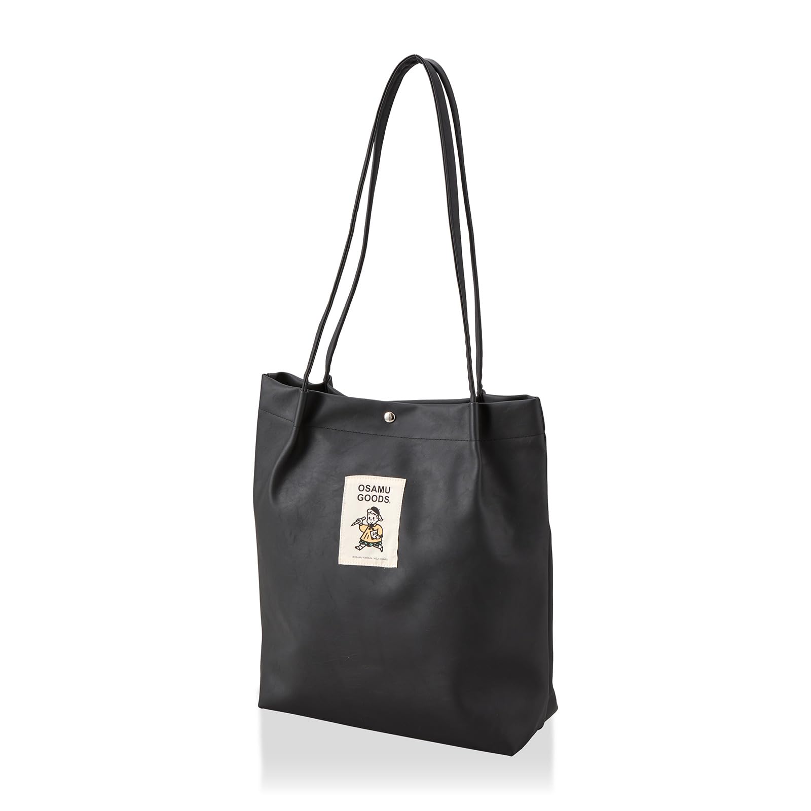 

[Sifre] Synthetic Leather Handle Tuck Tote Bag, A4 Size Fit, 12cm Depth, Magnetic Buttons, Osamu Goods, Women s, OG14. Black Jill
