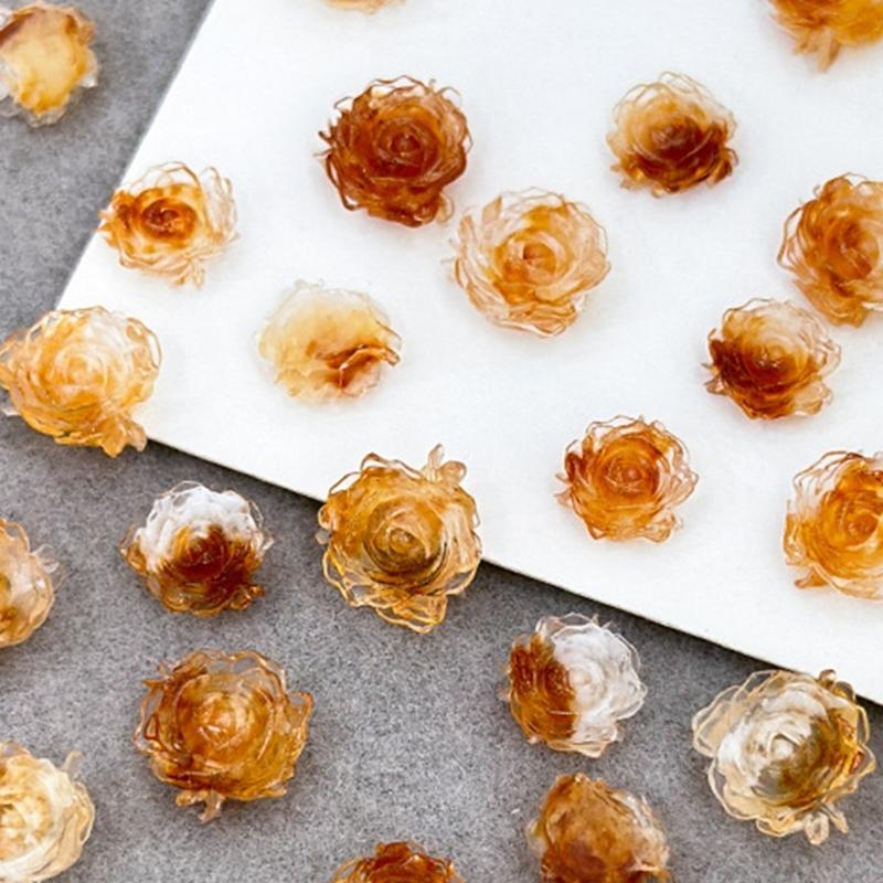 50Pcs Camellia 3D Flowers for Nails Kit 3D Nail Charms for Nail Art Bow Charms for Nails Jewelry Trendy Nail Charms