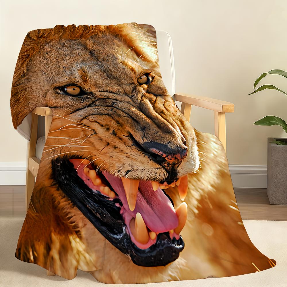 Lion Pattern Blanket Soft Throw Blanket for Home Bedroom Bed Sofa Picnic Travel Office Rest Cover Blanket Gift