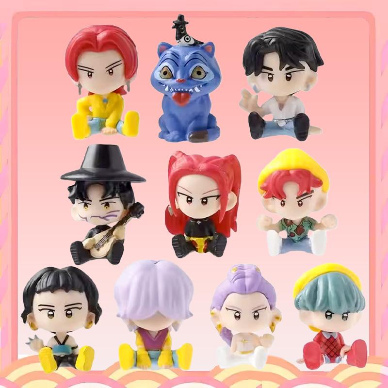 10pcs/Set Kpop Demon Hunters Action Figure Toy Derpys Tiger Rumi Mira Zoey Sussy Figurine Doll For Fans Christmas New Year Gift