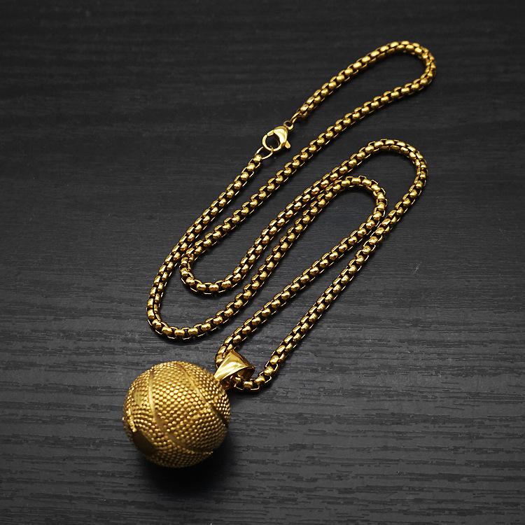 European-American Punk Hip-Hop Rock-Style Titanium Basketball Necklace for Men & Couples
