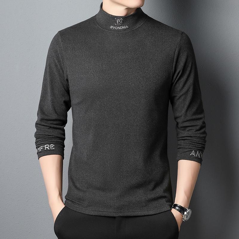 

Весенне-осенняя мужская бархатная футболка с длинными рукавами в немецком стиле, полуводолазка среднего возраста с вышивкой буквами, повседневная модная футболка, нижняя рубашка для мужчин XXXXL