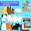 KRAFUN Easy Sew Puppy and Kitten for Arts and Crafts Beginners for Kids, 8 Easy DIY Projects with Stuffed Animal Dolls of Puppies and Kittens, Gift
