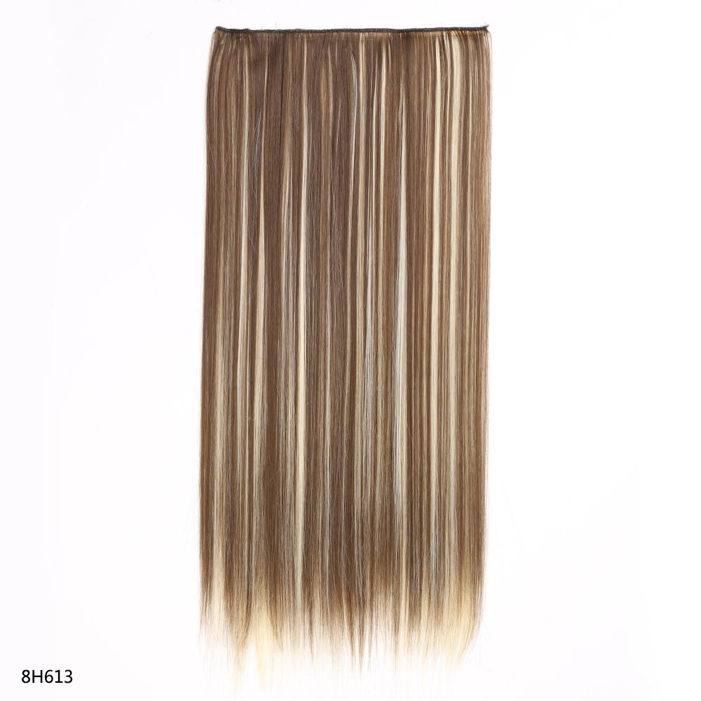 Synthetic Hair Extension Clip Ins One Piece With 5clips Long Straight Hair Brown Blonde Color For Women Daily Use