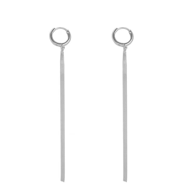 925 Sterling Silver Blade Chain Dangle Earrings - 2024 Trendy Long Cool Style