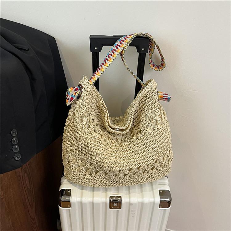 

Соломенная сумка женская большой вместимости новая соломенная сумка плетеная сумка-тоут приморская портативная на плечо подмышку бежевый