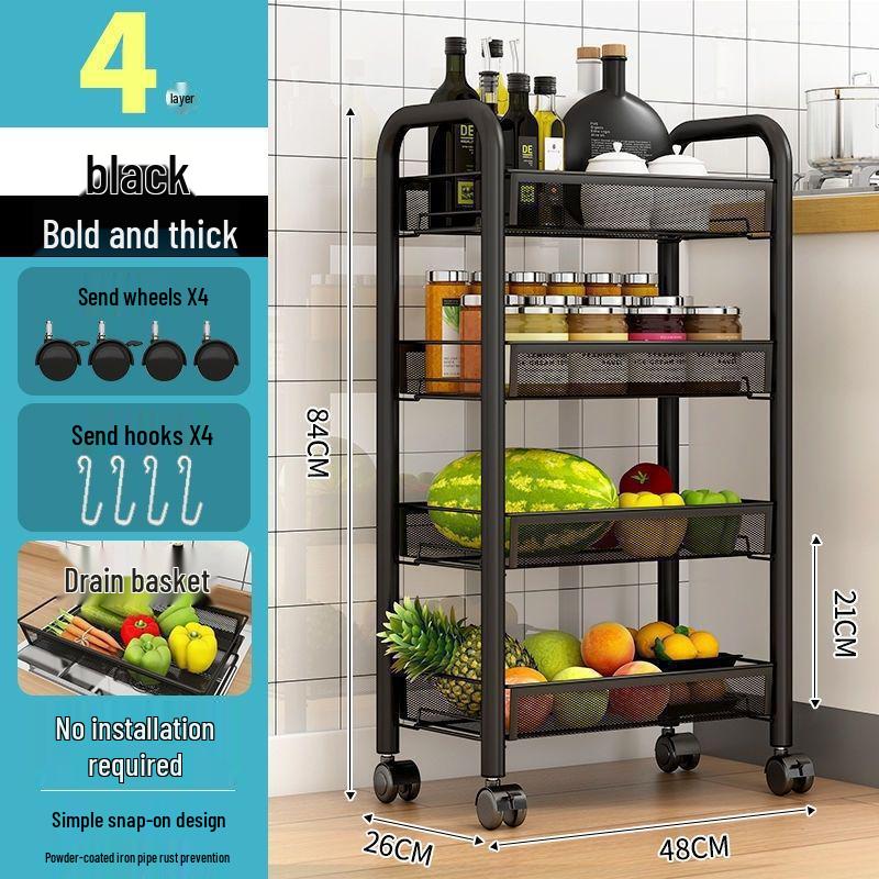 Mehrschichtiges mobiles Lagerregal für Küche, Schlafzimmer und Badezimmer