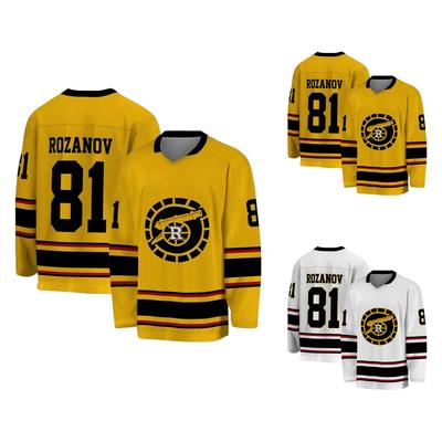 Men's Fashion Hockey Jersey Pullover Sweater Lightweight Breathable Long Sleeve Athletic Shirt with Team Logo and Number Design