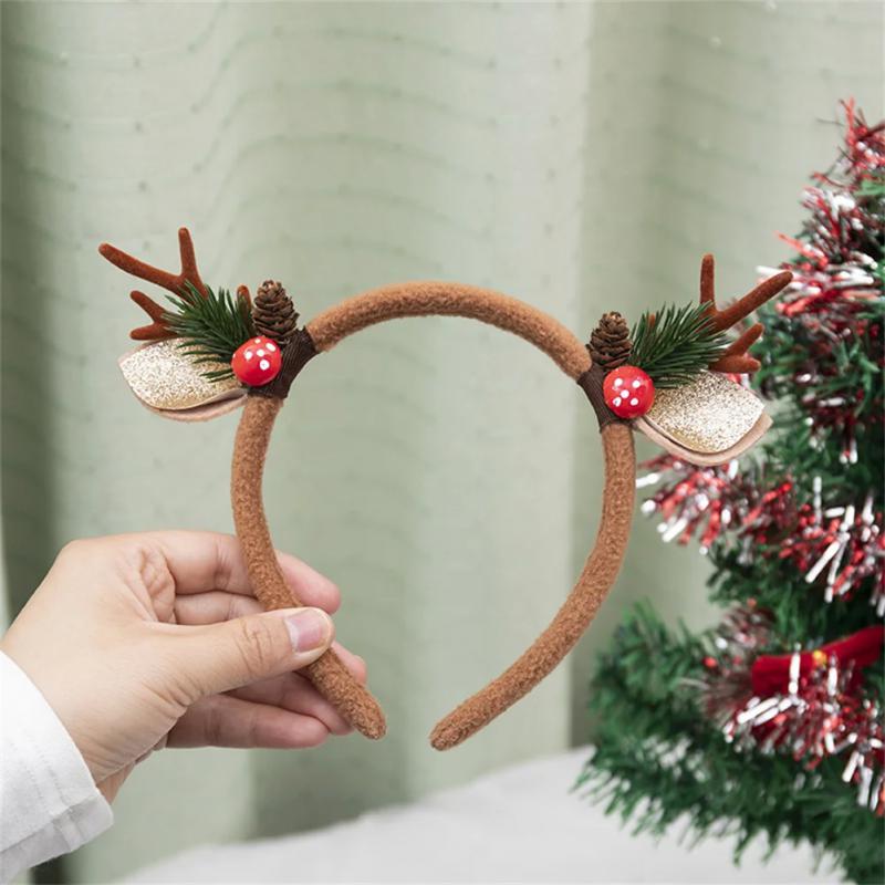 Christmas Hair Hoop Girls Plush Reindeer Antlers Deer Ear Christmas Party Cosplay Headbands Festival Hair Accessories Gifts