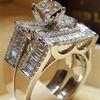 Diamond-Encrusted Eight-Heart Eight-Arrow Simulated Engagement Ring Set for Women