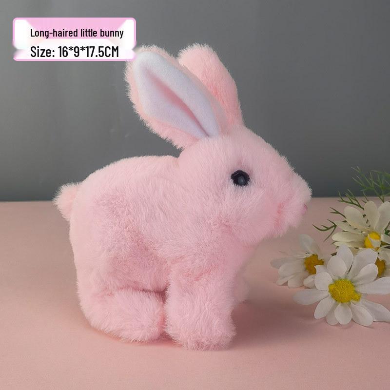 Interactive White Plush Rabbit Toy: Walks, Cries, and Moves Ears