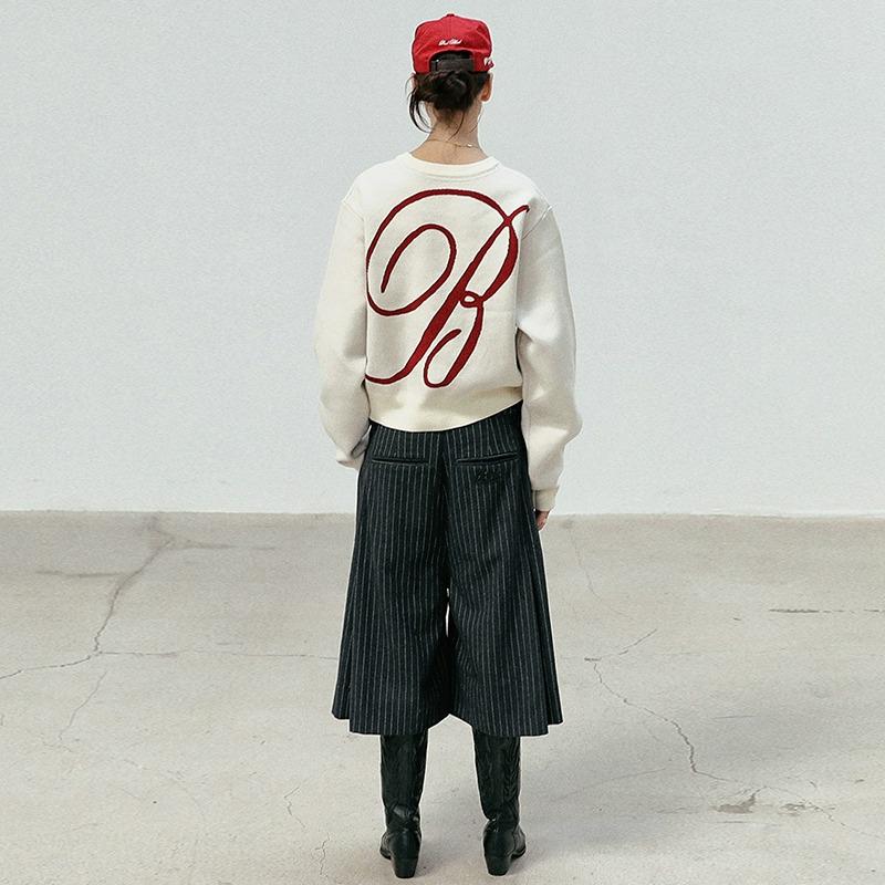 Korean Badblood BCAC Series Retro Sweater for Women - Solid Color, Round Neck, Loose Knit Top