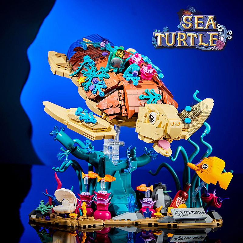 Creativo 1271pz Mondo Sottomarino Tartaruga Marina Modello Blocchi da Costruzione Mattoncini Kit MOC Assemblare Tartaruga Blocchi Giocattoli Per Bambini Regali