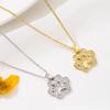 Fresh Sweet Cat Paw Pendant Necklace with Zircon Inlay, Stainless Steel Fashion Jewelry