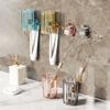 Wall-mounted Toothbrush and Toothbrush Rack, No Need for Drilling, Bathroom Electric Toothbrush and Mouthwash Cup Rack Set