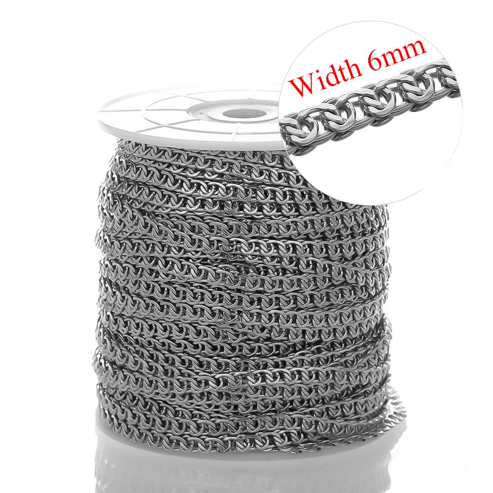 1meter Stainless Steel Flat Link Chain Gold Color  Italian Chains for DIY Jewelry Making Bracelet Findings Necklaces Supplies