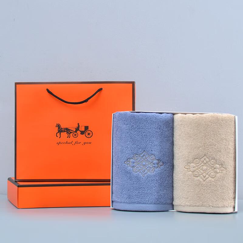 Allied Orange Carriage Blue & Khaki Towel Set