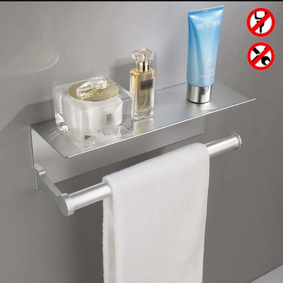 Toilet Paper Holder with Shelf Adhesive Wall Mounted Bathroom Kithcen Double Paper Towel Roll Rack Storage Holder Tissue Hanger