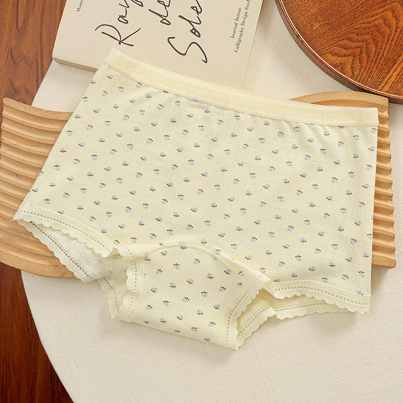 

Женские весенне-осенние удобные трусики из чистого хлопка с мелким цветочным принтом и антибактериальной ластовицей XL