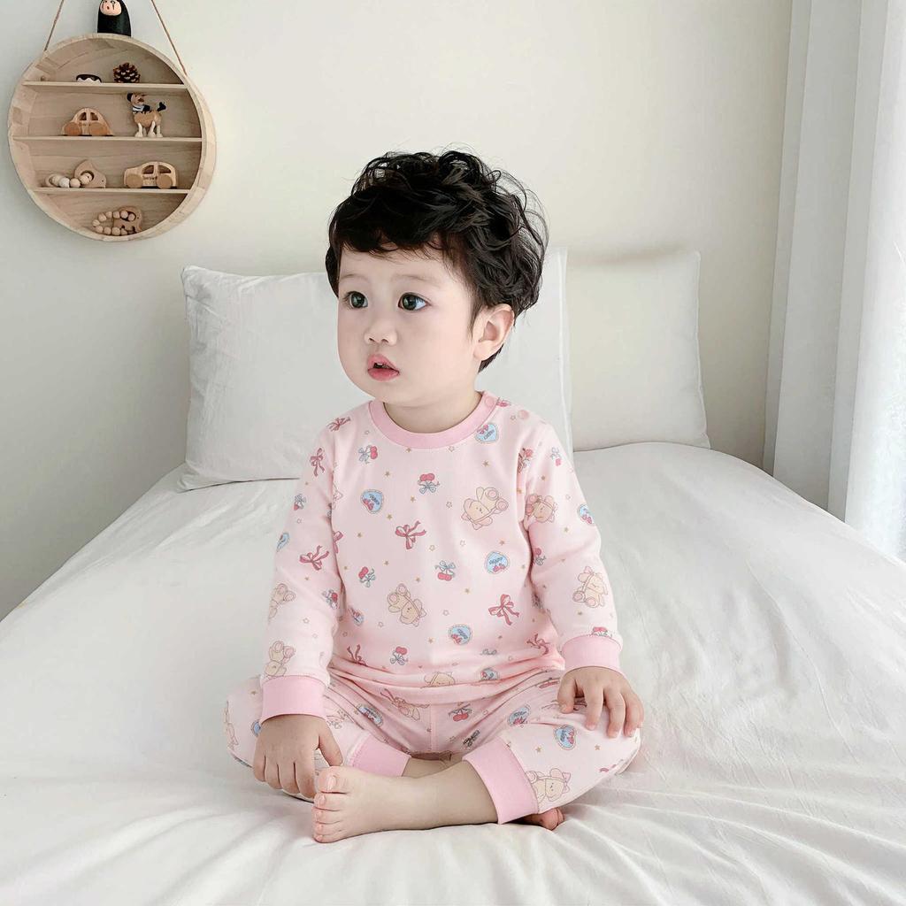 Baby Bomull Sömlös Hög Midja Långärmad Topp & Byxset för Höst/Vinter