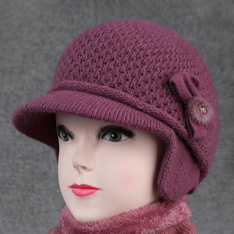 Hat Ladies Ear Protector Warm Wool Hat Winter Grandma Fleece Cold Hat