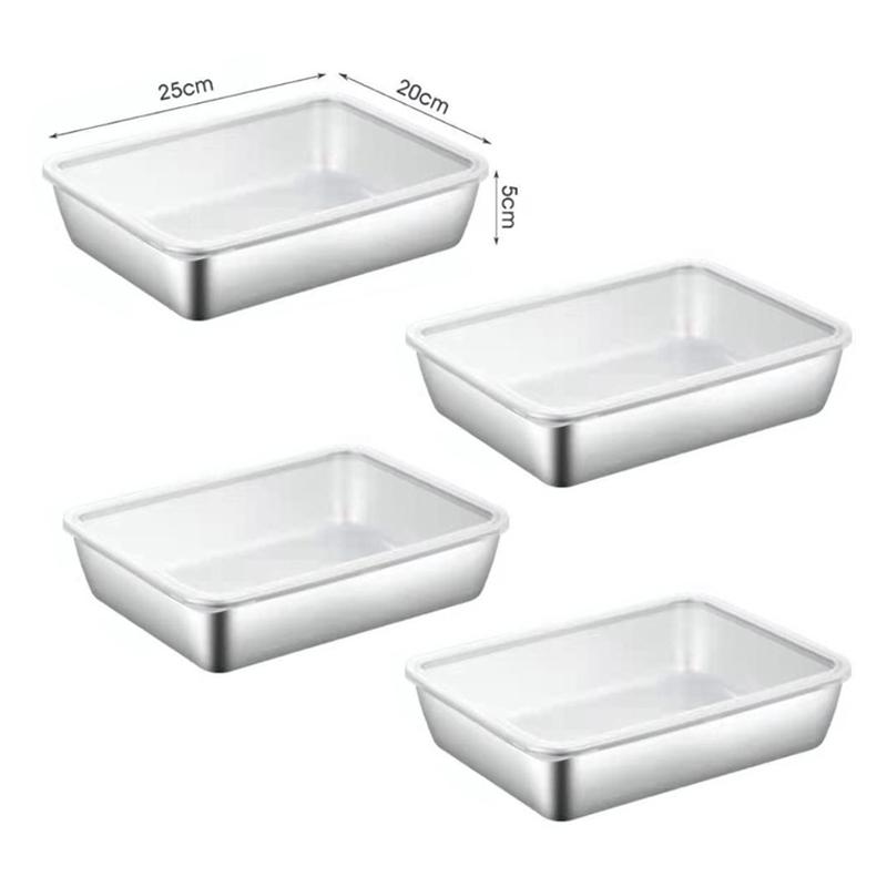 2/3/4/5pcs Stainless Steel Food Container Box With Lid Large Capacity Food Storage Fresh-keeping Box Tray