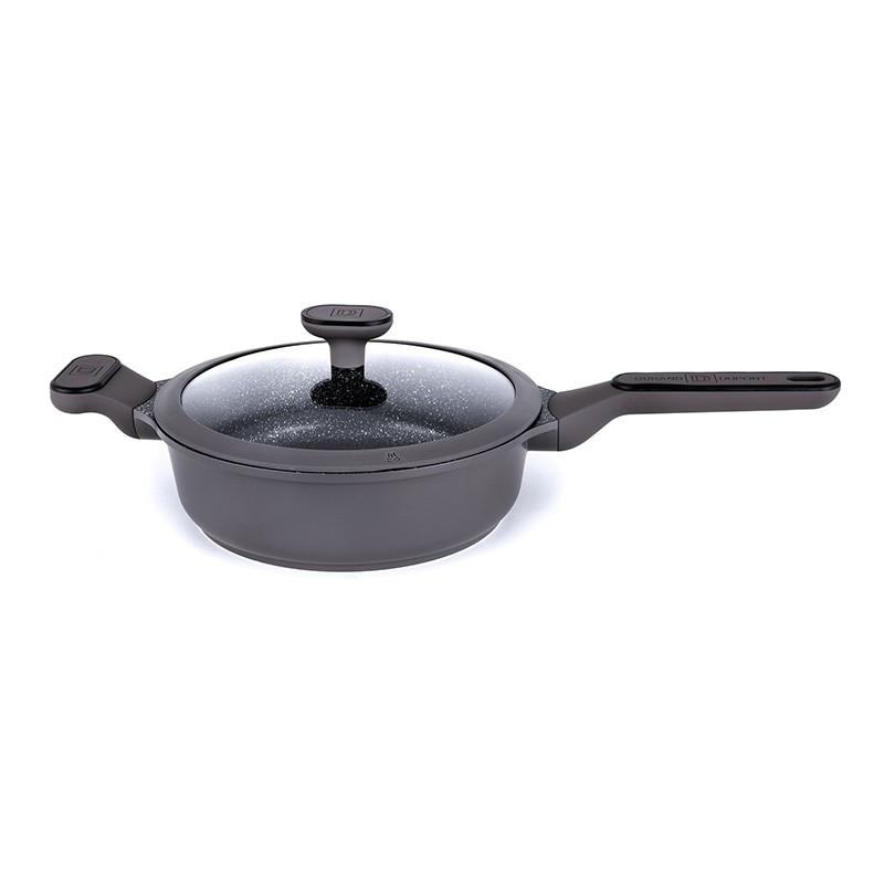Sauteuse 24 Cm En Fonte D'aluminium Avec Couvercle En Silicone Sycamore St24tfi De Kitchencook