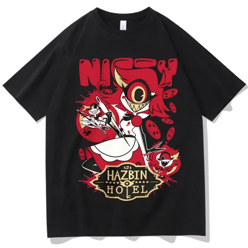 2026 Fashion Y2k Men Women Soft T-Shirt Hazbin Hotel Niffty Design T-shirt Hip Pop Harajuku Short Sleeve O-neck Casual Unisex